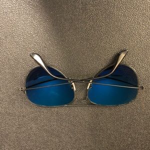 RayBan black polarized aviators with blue lenses